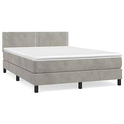 Foto van The living store boxspringbed - bed - 193x144x78/88 cm - lichtgrijs - fluweel - hoofdbord verstelbaar - pocketvering