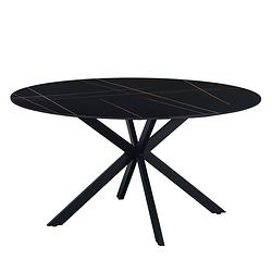 Foto van Ronde eettafel yuna ø150 cm marmerlook zwart