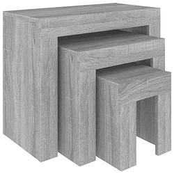 Foto van Vidaxl 3-delige tafeltjesset bewerkt hout grijs sonoma eikenkleurig