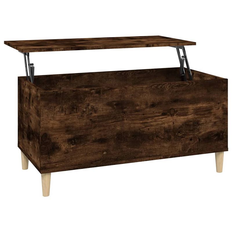 Foto van The living store salontafel - lift top - bewerkt hout - 90 x 44.5 x 45 cm - gerookt eiken