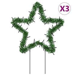 Foto van Vidaxl kerstverlichting ster 3 st met grondpinnen 50 led'ss 29 cm