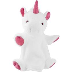 Foto van Pluche wit/roze eenhoorn handpop knuffel 25 cm speelgoed - handpoppen