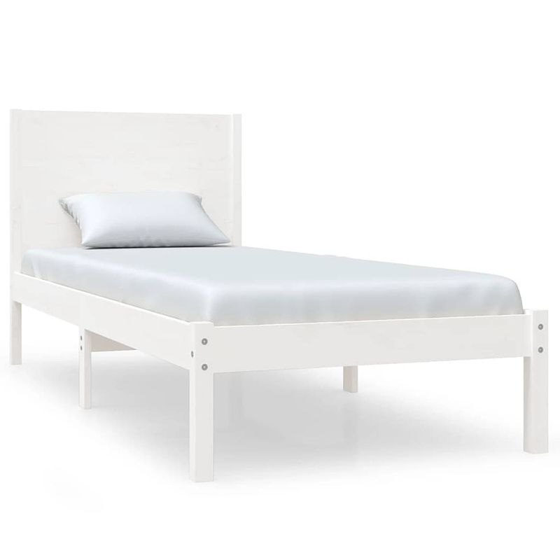 Foto van Vidaxl bedframe massief hout wit 90x190 cm 3ft single