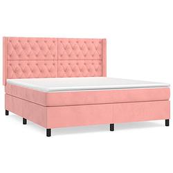 Foto van Vidaxl boxspring met matras fluweel roze 160x200 cm