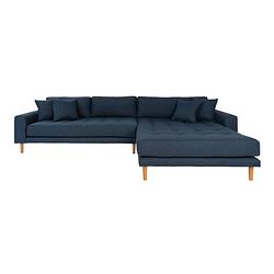 Foto van Lido bank met chaise longue rechts donker blauw.