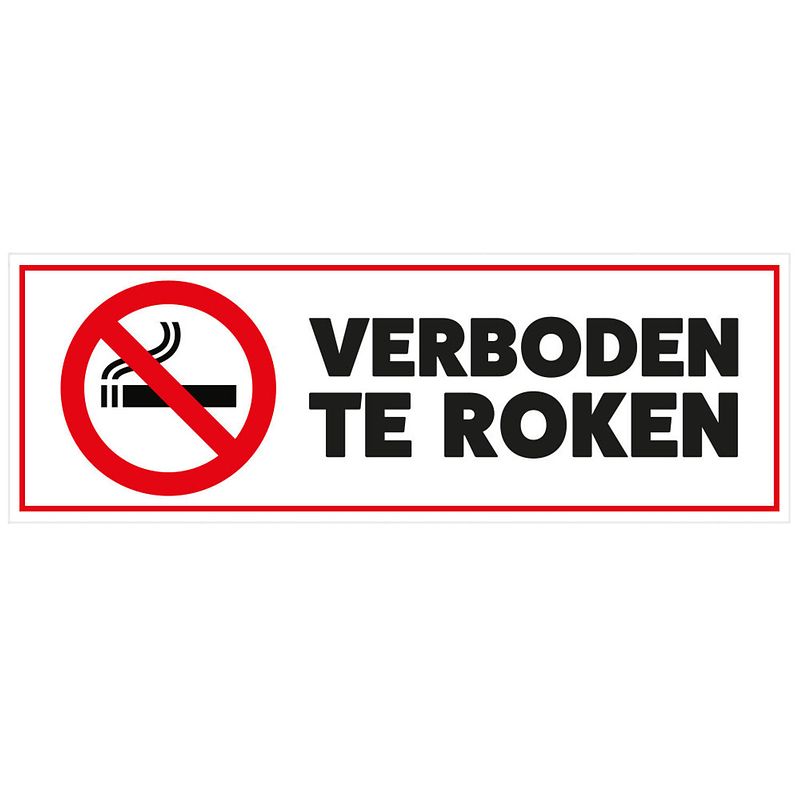 Foto van Set van 6x stuks sticker verboden te roken 6.5 x 19.6 cm rechthoek - feeststickers