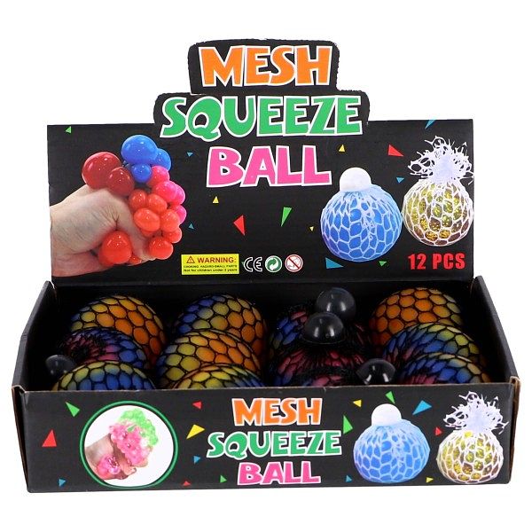 Foto van Fidget squeeze bal regenboog mesh 6 cm