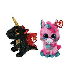 Foto van Ty - knuffel - beanie boo's - gumball unicorn & grindal dragon