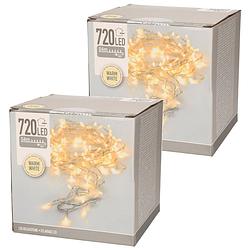 Foto van Set van 2x stuks kerstverlichting transparant 720 warm witte lampjes buiten 5400 cm - kerstverlichting kerstboom