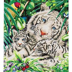 Foto van White tiger en cubs diamond dotz - 52x52 cm - diamond painting