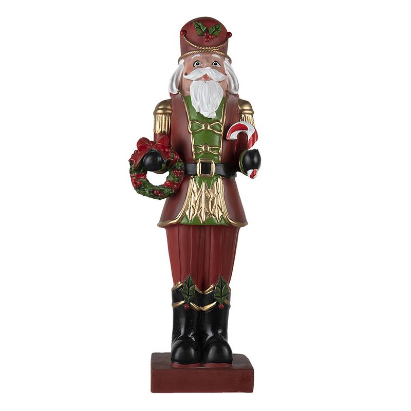 Foto van Haes deco - kerst notenkraker kleur rood, 17x10x47cm, kerstfiguur - kerstdecoratie