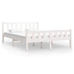 Foto van The living store bedframe grenenhout - 195.5 x 125.5 x 69.5 cm - wit - geschikt voor matras van 120 x 190 cm - montage