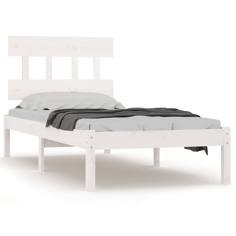 Foto van The living store bedframe massief grenenhout - 205.5x105.5x31cm - wit