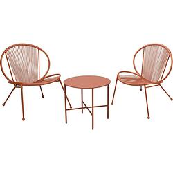 Foto van Relaxwonen - tuinset - roze - tafel + 2 stoelen
