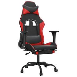 Foto van The living store gamestoel - - gamestoelen - 66 x 56 x (120.5 - 131) cm - zwart/rood