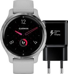 Foto van Garmin venu 2s zilver/grijs + samsung adaptive fast charging oplader met usb a poort 15w