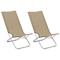 Foto van Vidaxl strandstoelen 2 st inklapbaar stof taupe