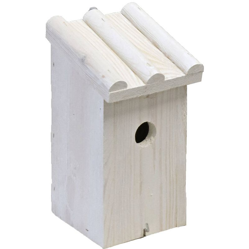 Foto van Nestkast/vogelhuisje hout wit ribdak 14 x 16 x 27 cm - vogelhuisjes