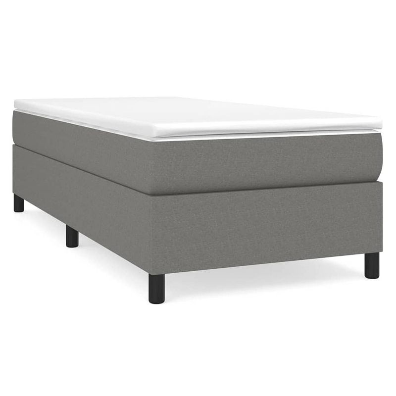 Foto van The living store boxspringbed - donkergrijs - 193 x 90 x 35 cm - pocketvering matras - middelharde ondersteuning -