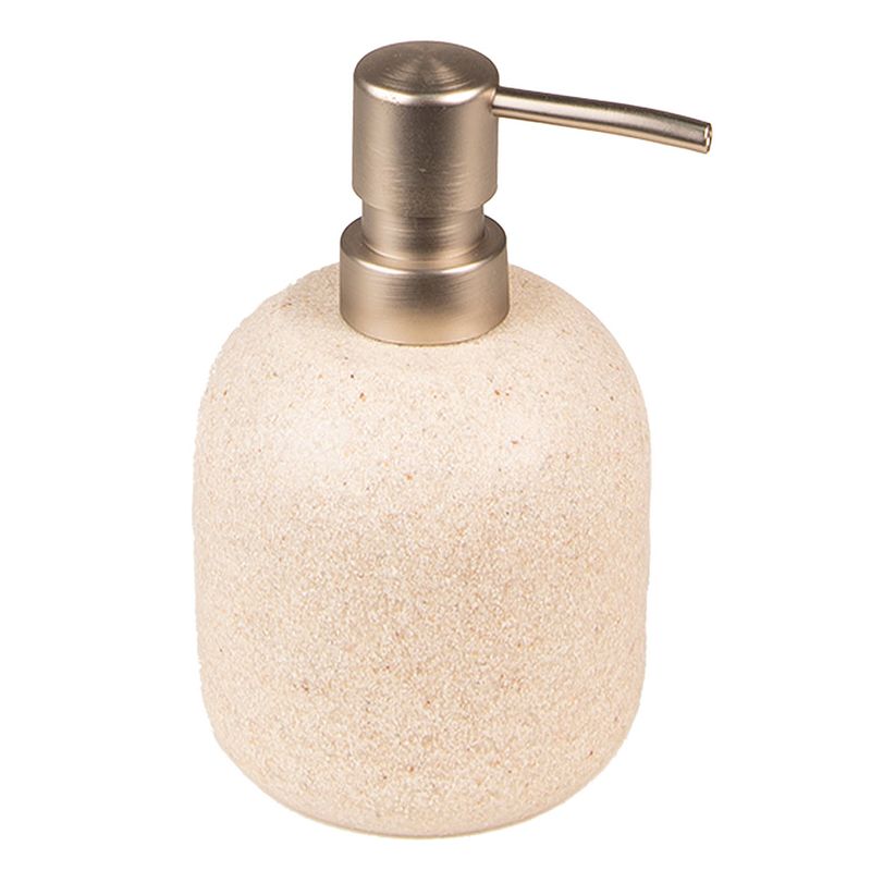 Foto van Clayre & eef zeepdispenser ø 8x14 cm beige keramiek zeeppompje zeep dispenser beige zeeppompje zeep dispenser