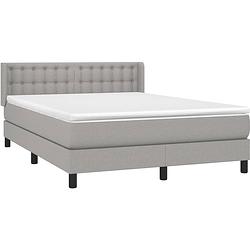 Foto van The living store boxspringbed - comfort plus - bed - 193 x 147 x 78/88 cm - lichtgrijs - met verstelbaar hoofdbord -