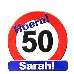 Foto van Huldeschild verjaardag stopbord sarah 50 jaar feestversiering - feestdecoratieborden
