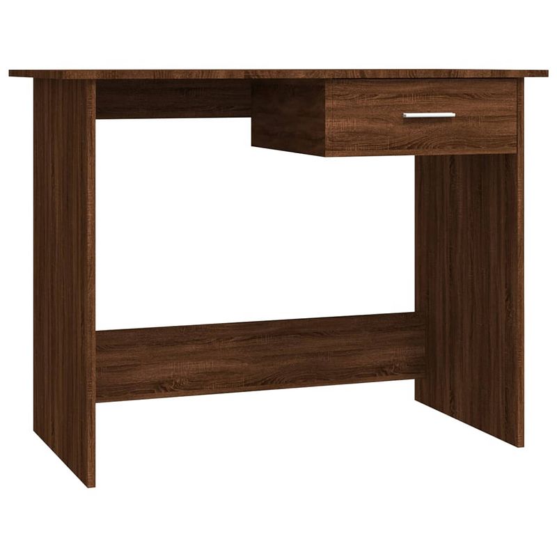 Foto van The living store bureau bruineiken - schrijftafel met lade - 100 x 50 x 76 cm - multifunctioneel