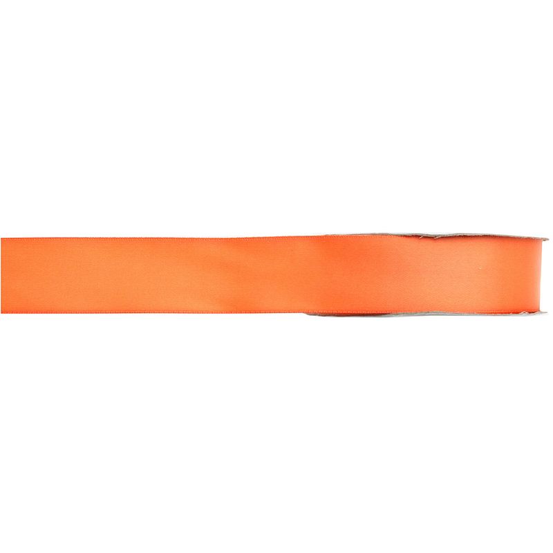 Foto van 1x hobby/decoratie oranje satijnen sierlinten 1 cm/10 mm x 25 meter - cadeaulinten