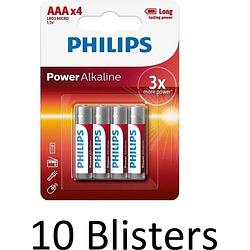 Foto van 40 stuks (10 blisters a 4 st) philips power alkaline aaa