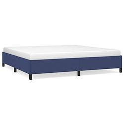 Foto van The living store bedframe blauw - stof multiplex - 203 x 203 x 35 cm - duurzaam en ondersteunend