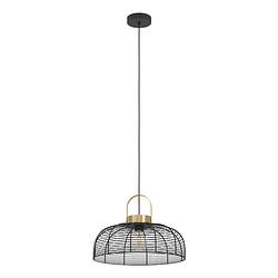 Foto van Eglo roundham hanglamp - e27 - ø 45 cm - zwart/goud - staal