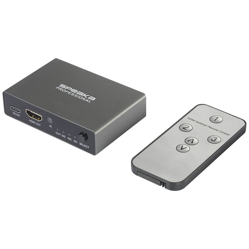 Foto van Speaka professional sp-hds-210 3 poorten hdmi-switch ultra hd-geschikt 7680 x 4320 pixel