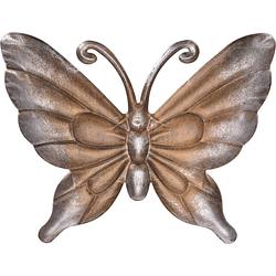 Foto van Metalen vlinder donkerbruin/brons 29 x 24 cm tuin decoratie - tuinbeelden