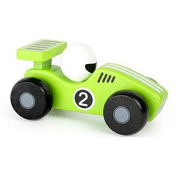 Foto van Small foot raceauto hout groen/wit 13 x 6 cm