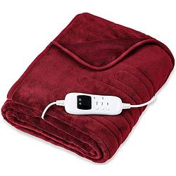 Foto van Elektrische deken, wijnrood, verwarmde deken, xxl verwarmingsdeken, 200 x 180 cm, automatisch uitschakelen