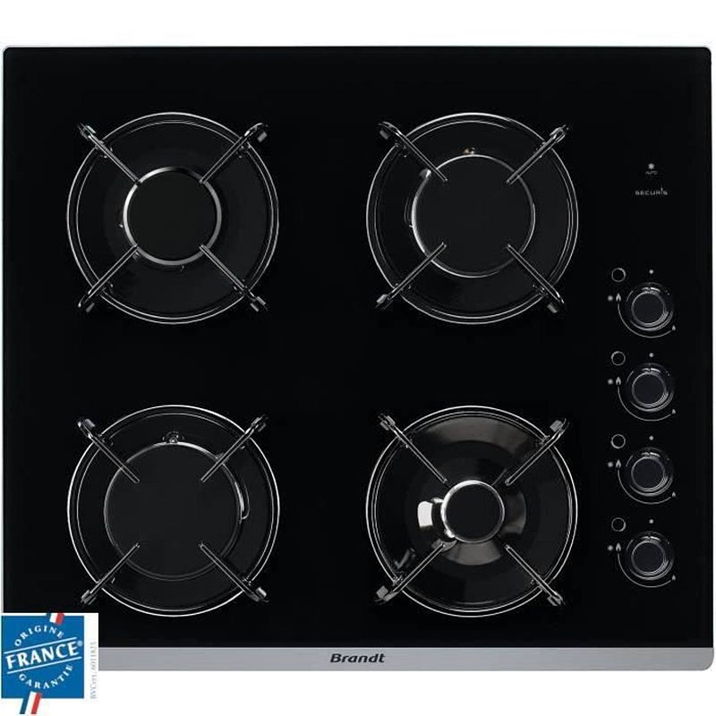 Foto van Brandt bpg6413b-gaskookplaat-4 open haarden-l 51 x d 58 cm - glascoating - zwart