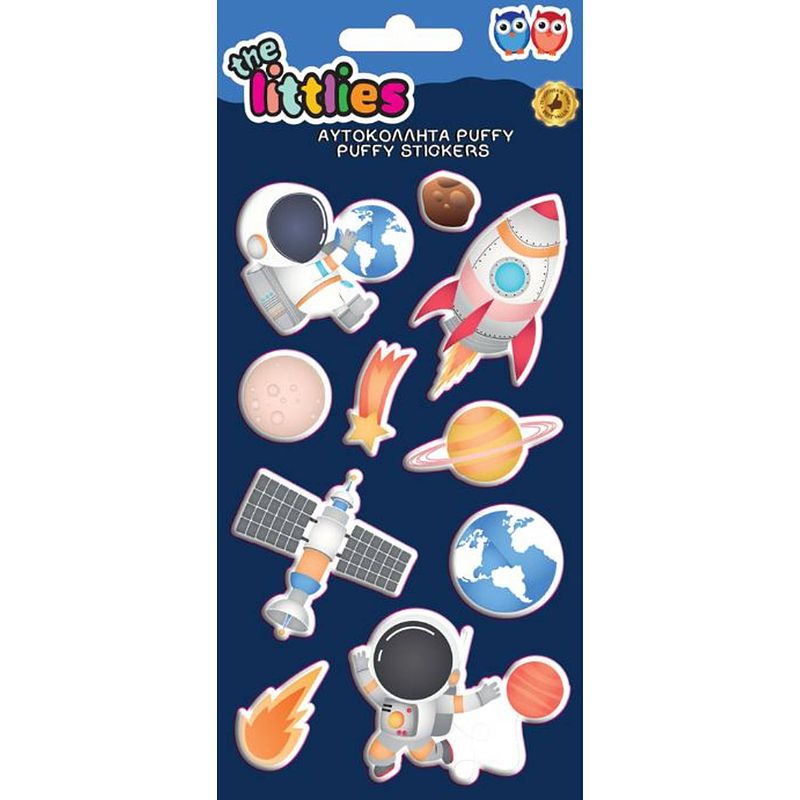 Foto van The littlies stickers space puffy 22 cm vinyl blauw 10 stuks