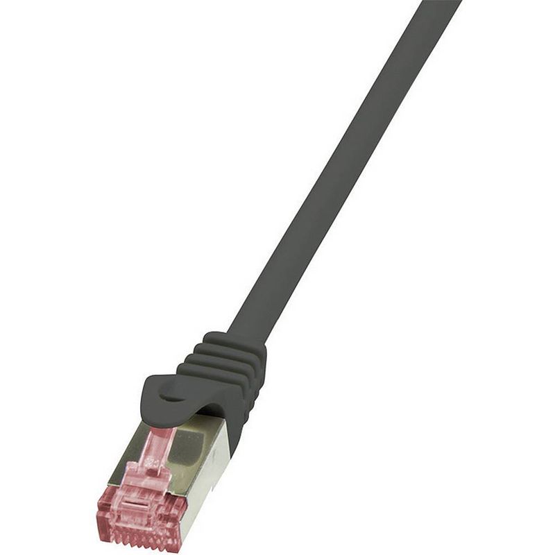 Foto van Logilink cq2093s rj45 netwerkkabel, patchkabel cat 6 s/ftp 10.00 m zwart vlambestendig, snagless 1 stuk(s)