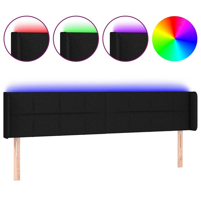 Foto van The living store hoofdbord - klassiek led - bed - afmeting- 163x16x78/88 cm - kleur- zwart - materiaal- polyester -