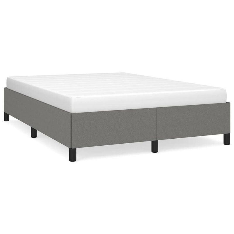 Foto van The living store bedframe duurzaam donkergrijs - 203 x 143 x 35 cm - stof/multiplex - ondersteunende poten