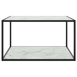 Foto van The living store salontafel - gehard glas en gepoedercoat staal - 90 x 90 x 50 cm - zwart en wit