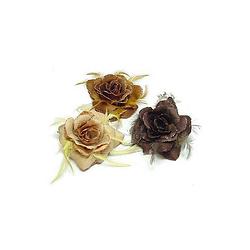 Foto van Speld met glitter roos naturel tonen bruin - verkleedhaardecoratie