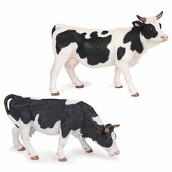 Foto van Plastic speelgoed figuren setje van 2x bonte koeien 14 cm - speelfiguren