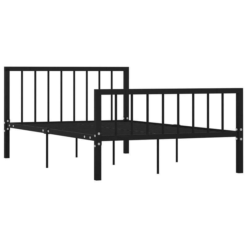 Foto van The living store metalen bedframe - zwart - 208 x 126 x 84 cm - geschikt voor 120 x 200 cm matras - montage vereist