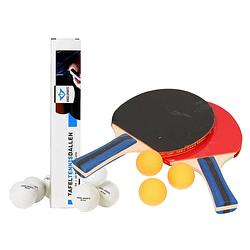 Foto van Tafeltennis setje - 2x bats en 9x ballen - hout/kunststof - 26 x 15 cm - pingpong - tafeltennisset