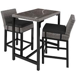 Foto van Tectake® - wicker bartafel kutina met 2 stoelen latina - grijs