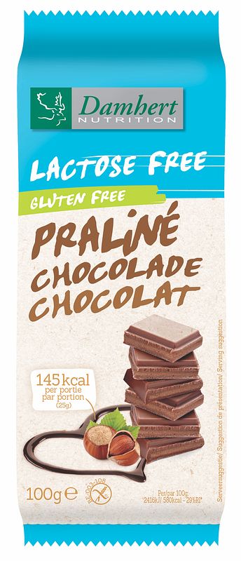 Foto van Damhert lactose free chocoladetablet praline glutenvrij