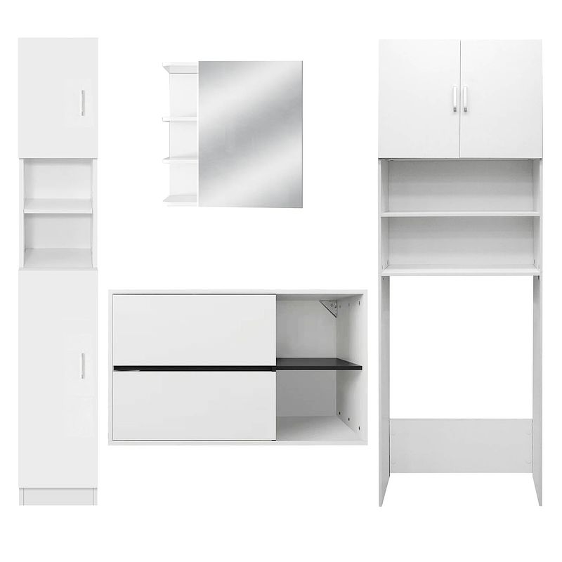 Foto van Ml-design badkamermeubels 4-delige badkamermeubels complete badkamer meubelset, spiegel kabinet wastafel met base