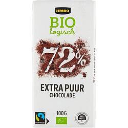Foto van Jumbo chocolade extra puur 72% biologisch 100g