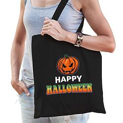 Foto van Halloween pompoen / happy halloween trick or treat katoenen tas/ snoep tas zwart - verkleedtassen